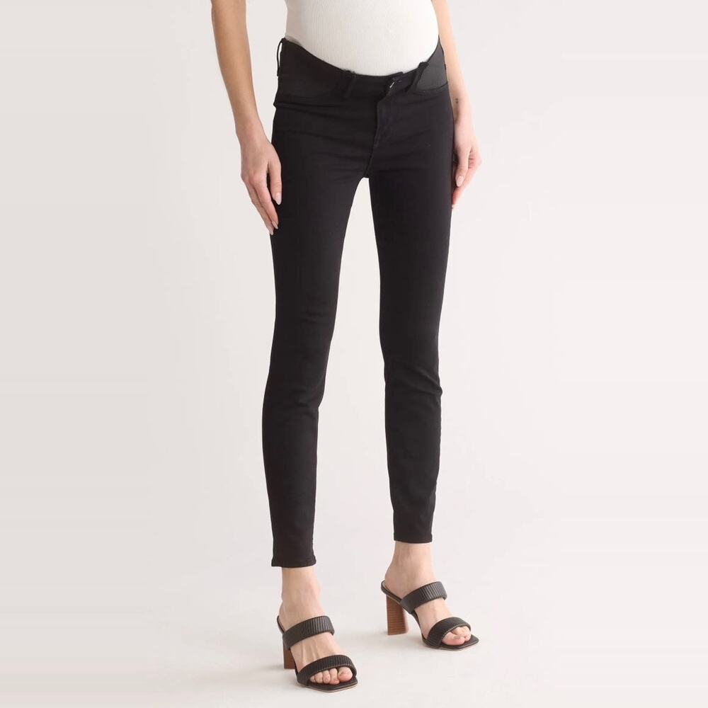Good American Good Mama Side Insert Maternity Jeans sz 2 / 26 Black Skinny